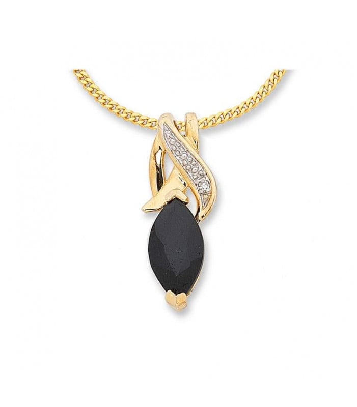9CT Yellow Gold Marquisite Sapphire Necklace