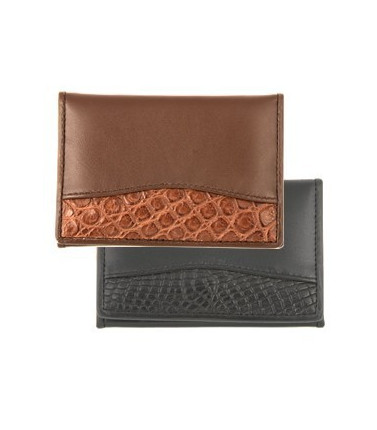 Leather Card Holder in crocodile and cow hide
