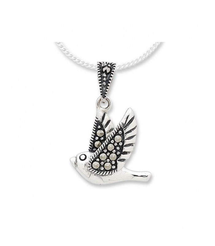 Sterling Silver Marquisite Bird Necklace