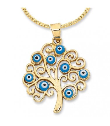  9ct Yellow Gold Evil Eye Tree of Life Necklace