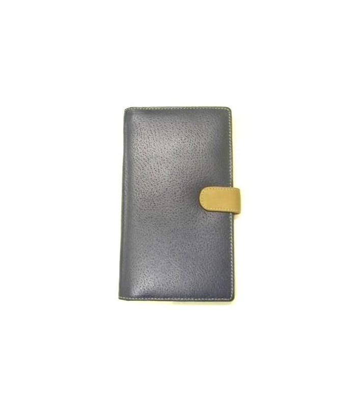 Passport Wallet Cow Leather Navy Beige