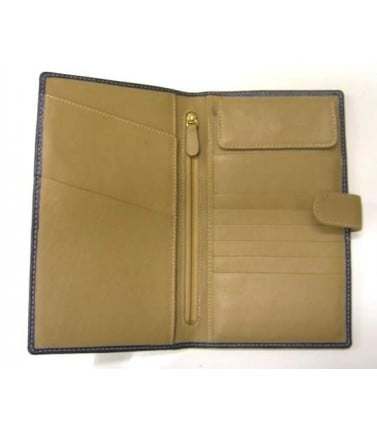 Passport Wallet Cow Leather Navy Beige