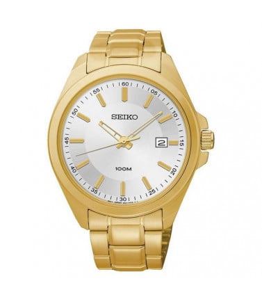 Seiko Classic Stainless Steel Gold Mens Watch SUR064P