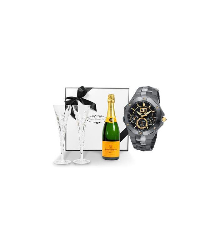 Veuve Clicquot Champagne and Seiko Mens Watch Congratulations Gift