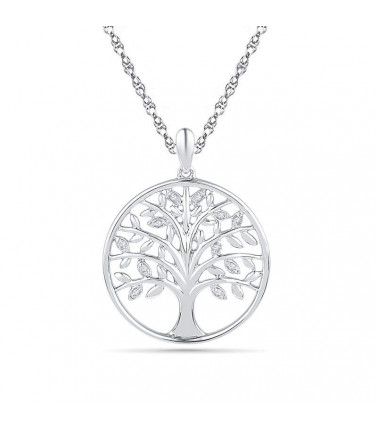  Sterling Silver Diamond Set Tree of Life Necklace