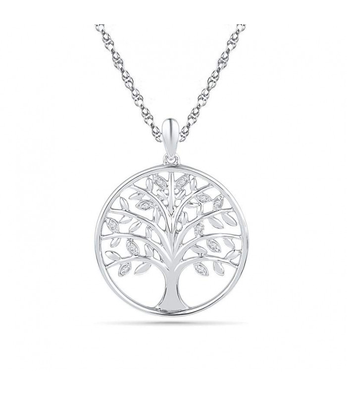 Sterling Silver Diamond Set Tree of Life Necklace