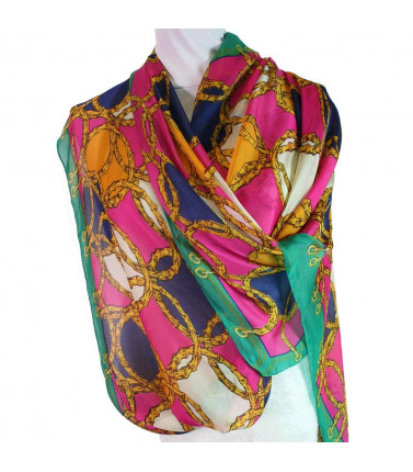 Multi Coloured Twine Silk Scarf